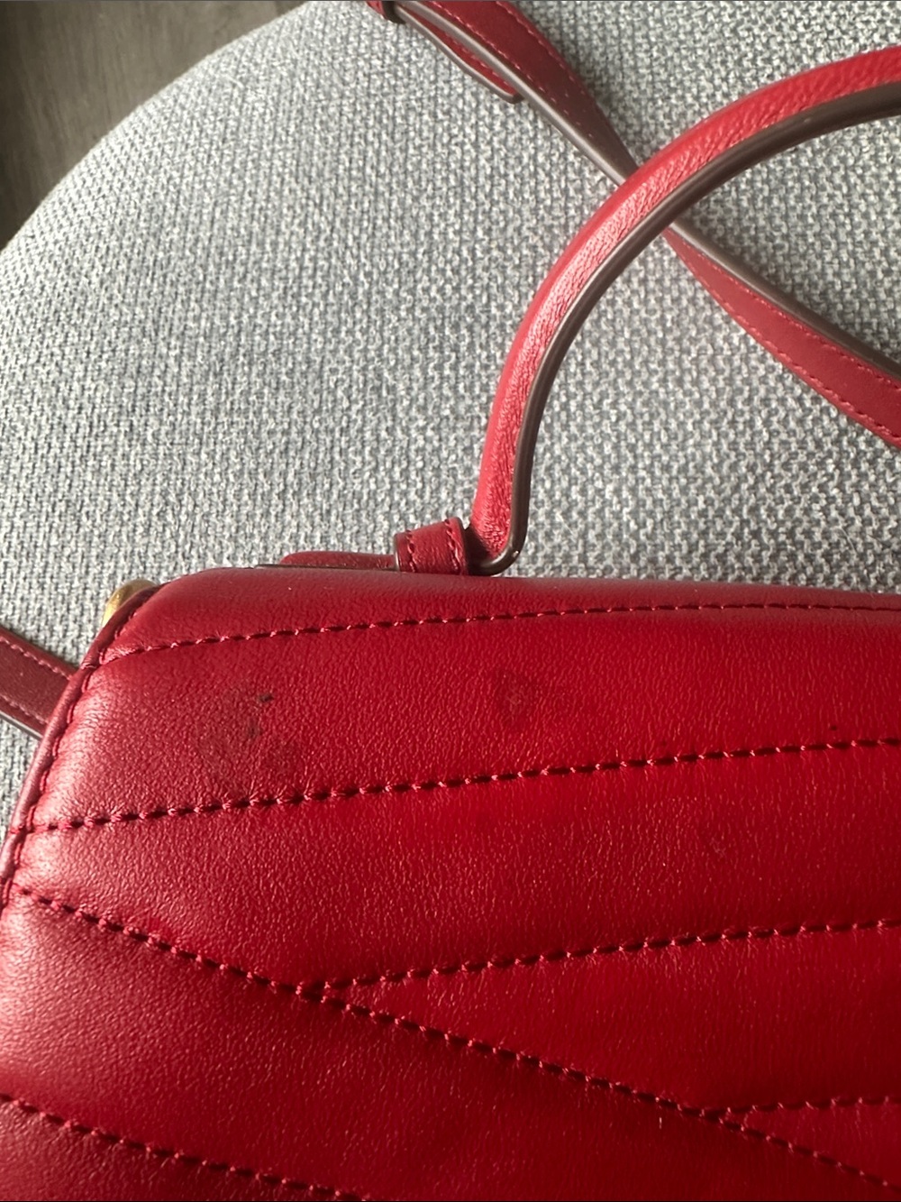 Tory Burch Red Quilted Leather Top-Handle Satchel with Gold Logo Accent - Picture 4 of 8